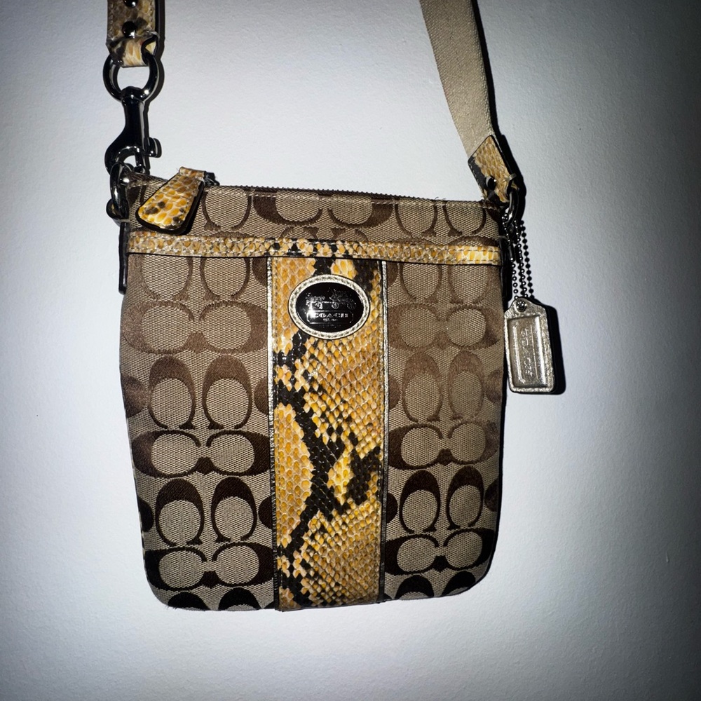 Coach Brown and Yellow Crossbody Bag